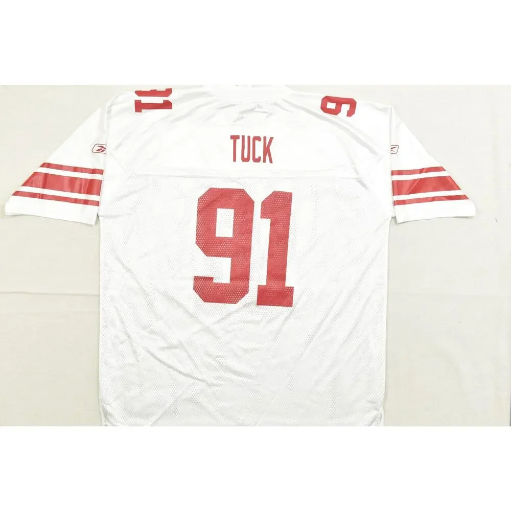 Reebok NFL New York Giants Justin Tuck 91 On Field Jersey White Men's Size 2XL
